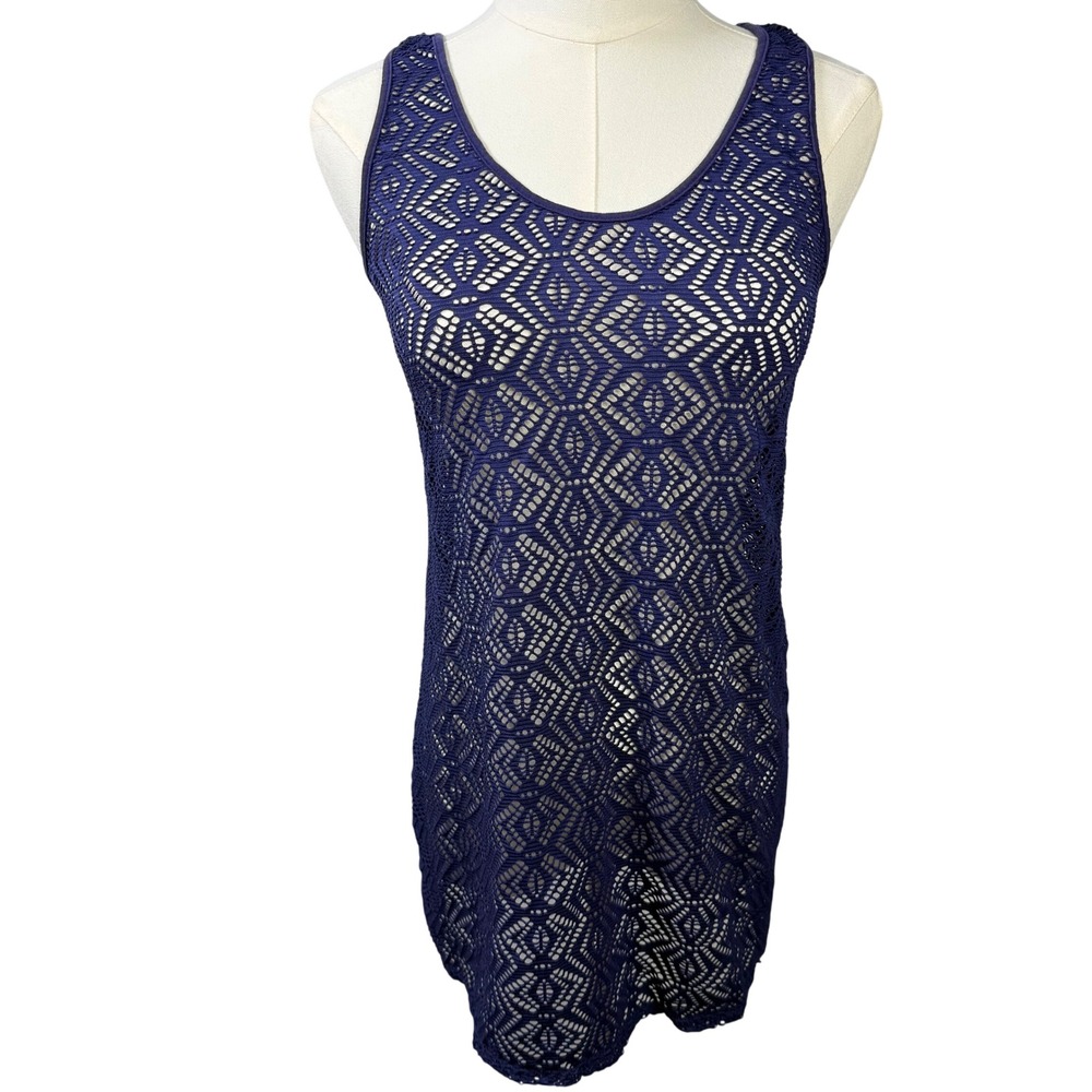 Roxy Swim Cover Up Dress Purple Crochet Resort Lace Racerback Beach Coastal Sz S